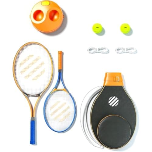 REENEW テニストレーナーセット、テニス練習器具 テニスラケット、テニストレーナー、ストリング付テニスボール、オーバーグリップテープ、収納袋付、大人、子供、初心者向け