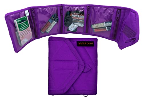 Yazzii Craft Travel Wallet - Portable & Multifunctional Craft Purse - 4 Pocket Holder For Notions, Credit Cards, Jewelry, Accessories, Medicine, & More! Purple #TOP25