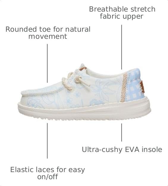 HEYDUDE Girl's Toddler Wendy Garden Floral Slip On Shoe, Skyway Blue/Multi, Size 9 | Lightweight Stretch Casual Sneaker for Toddlers - image 2