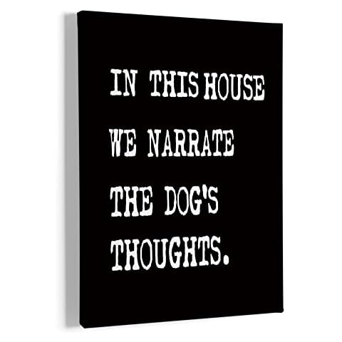 HIWX In This House We Narrate The Dogs Thoughts,Dog Wall Art, Dog Wall Decor,Funny Dog Quote Framed Canvas Painting Wall Art Decor, Dog Wall Art Decoration For Home Room Bedroom Bathroom 11x14 Inch Cover