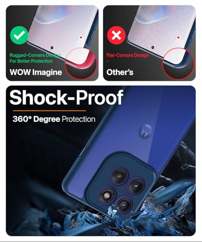 Image of WOW IMAGINE Shockproof Hybrid Back Cover for Motorola Moto Edge 60 Pro | Hard Slim fit Back Case | PC & TPU | Clear Transparent Case - Blue