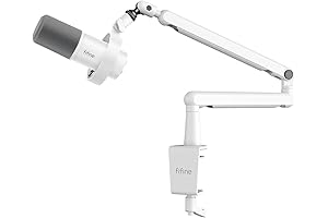 FIFINE K688W+BM88W XLR Microphone and Boom Arm Bundle with Shock Mount and Cable Management