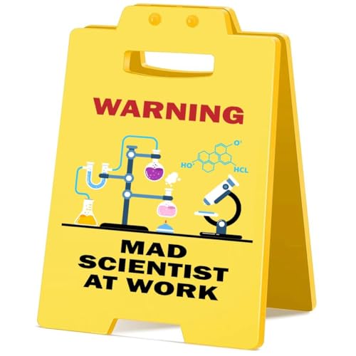 Funny Desk Warning Sign-Mad Scientist at Work for Classroom Laboratory Decor Science Gifts for Teachers Scientists Science Lovers