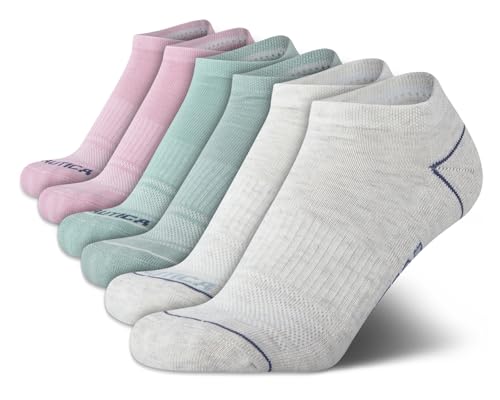 Image of Nautica Womens Low Cut Socks - 6 Pack Soft Stretch Breathable Mesh Cushioned Athletic Performance No Show Socks for Women