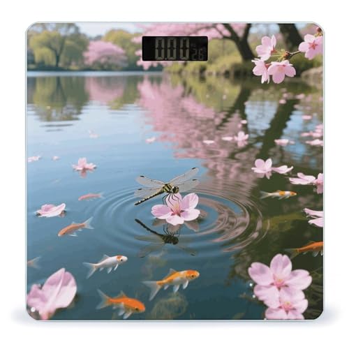 Báscula digital con plataforma de vidrio templado y diseño floral miniatura 1