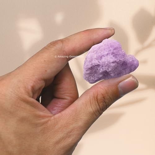 Image of Amazing Gemstone 2 Pieces Kunzite Raw Crystals and Healing Stones, Natural Rocks for Tumbling and DIY Raw Stones and Crystals