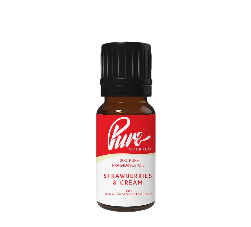 Strawberries & Cream Fragrance Oil - 10ml Suitable for Candles, Wax Melts, Cosmetics, Diffusers, Soaps (Strawberries & Cream)