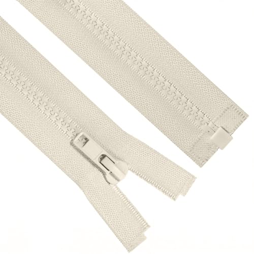 Image of Sawoake 2PCS #5 30 Inch Separating Jacket Zippers for Sewing Coats Jacket Zipper Beige Molded Plastic Zippers Bulk Tailor DIY Sewing Tools for Garment /Bags /Home Textile