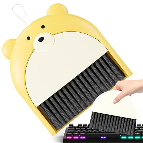 minii-Kehrschaufel- und Bürstenset – Kleines Kehrschaufel- und Bürstenset, minii-Handbesen-Kehrschaufel | Bürobesen-Kehrschaufel-Set mit Cartoon-Bär-Muster – Bild 7