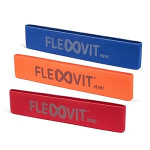 FLEXVIT Mini Band – Fitnessbänder für allgemeine Stabilisierungsübungen in Core Orange, Power Blue und Prehab Red, Dehnung, Aktivierung und Mobilisierung, 6 Stärken, für Anfänger und Profis