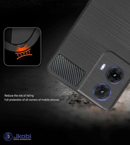 Image of Jkobi Back Cover Case for Motorola Moto G85 5G (Hybrid Armor Case | Carbon Fiber Shockproof | Soft and Flexible | Black)