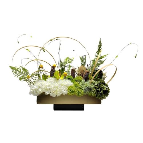 Flores artificiales en jarrones Ramo de flores secas de simulación, arreglo floral de floristería de Metal, mesa de vestíbulo de Hotel, decoración de entrada de arte Floral de simulación de flores Dec
