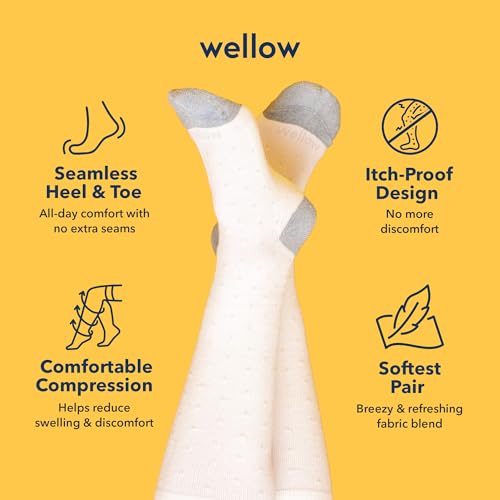 Image of Wellow Knee High Compression Socks for Men & Women - Made with Viscose from Bamboo, Swelling & Pregnancy Support