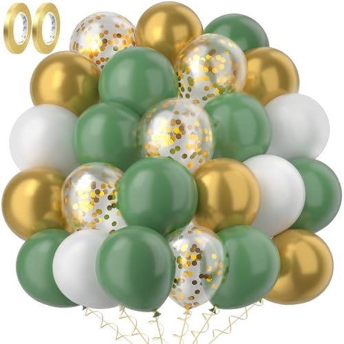 Luftballons Grün Gold, Salbei Grün Gold Weiß luftballons hochzeit Set 60 Stück 12 zoll Ballons...