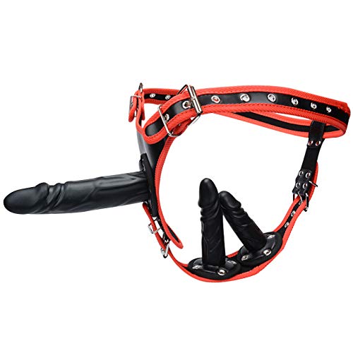 Arnés con 3 Consoladores Strap on Dildos Con Harness para Mujeres, Hombres y Parejas, Masturbador para Lesbianas Eroticos Juguete Sexual con Ajustable Correa