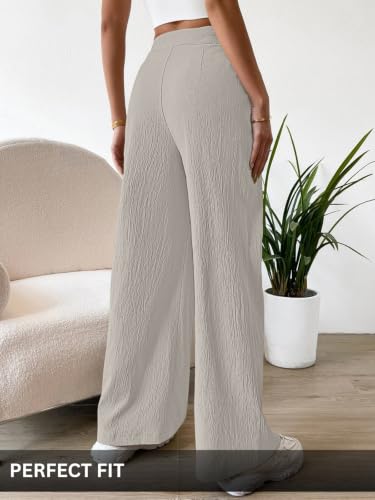 Image of Leriya Fashion Women's High Waist Wide Leg Pants |Casual Drawstring Loose Fit Lounge Trousers with Pockets| Comfortable Fashion Pants for Women