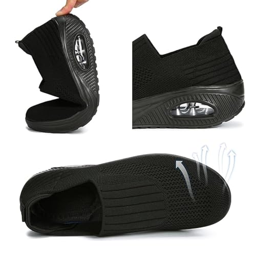 Aceptolcom Women's Nursing Shoes Air Cushion Nurse Shoes Orthopedic Diabetic Wedge Sneakers Rocker Walking Shoes Platform Wedge Sneakers3