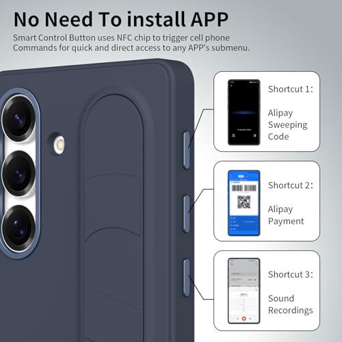 Image of for Samsung Galaxy S24 5G with Smart Button, Standing Grip Phone Case with Kickstand, for Samsung S24 5G Case Smart Button Cover | Hand Strap | Soft Touch | Stand Grip | Smart Butto Blue