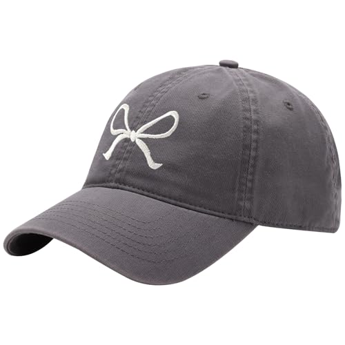 Image of Trendy Bow-Tie Baseball Cap for Women | Trucker Hats Y2k Adjustable Fashion Sun Hat with Visor for Hiking & Travel