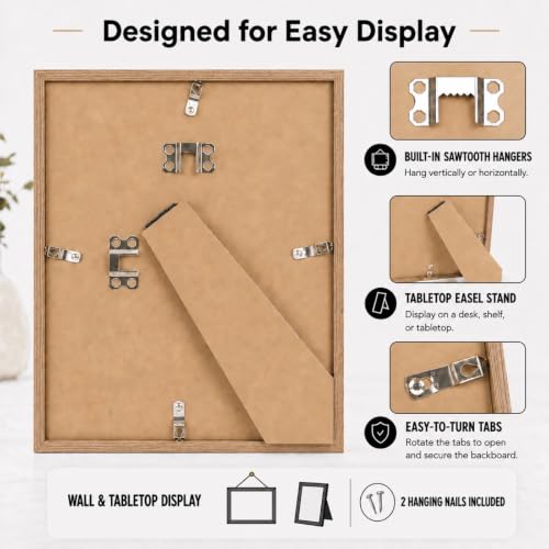 Image of JCJMY 3x4 Picture Frame Black for Tabletop or Wall, 3 x 4 Wall Gallery Poster Photo Frame with Shatter Resistant Plexiglass, Rustic Brown