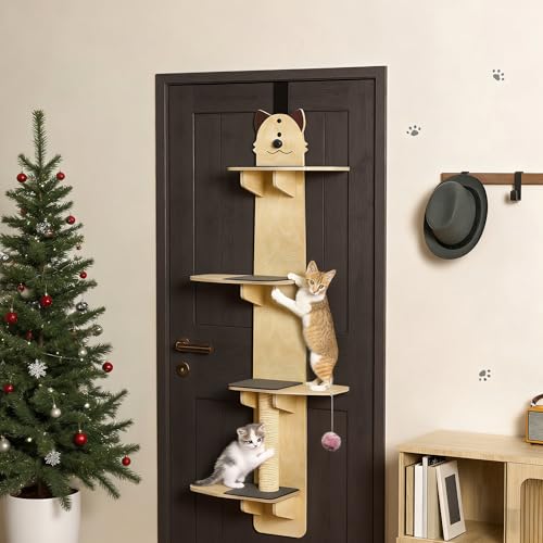 Árbol para gatos colgante de puerta 4 niveles con rascador miniatura 1