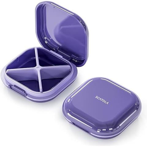 ONTERATE Portable Pill Organizer with 4 Compartments Cover