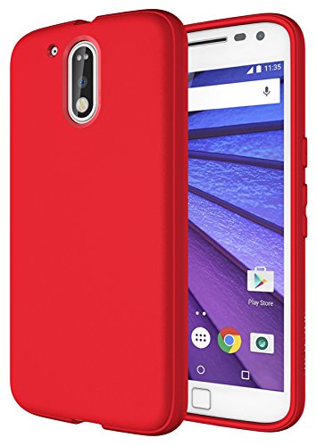 Diztronic Moto G4 Case, Full Matte Slim-Fit Flexible TPU Case for Motorola Moto G⁴ and Moto G⁴ Plus (4th Generation Only) 2016 (Matte Red) - NOT for Moto G4 Play Model