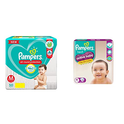 Image of Pampers Diapers Pants, Medium, 50 Count & Pampers Active Baby Diapers, Medium, 90 Count