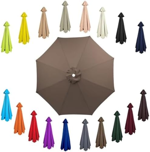 Generic Sombrilla de Patio de 2 M, Lavable, de 8 Varillas, Cubierta de Repuesto Para Sombrilla de Jardín, Apta Para Patio, Piscina Y Terraza, Color Marrón Claro, 8 Varillas: 2 M/6,6 Pies