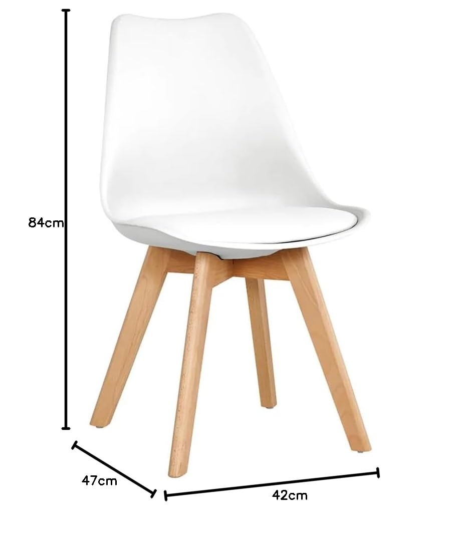 SHIITO - 2 Sillas de Comedor de Estilo Nórdico - 47 x 42 x 84 cm - Modelo Karlson - Pack de Diseño Sencillo y Elegante - con Patas de Haya - Color Blanco