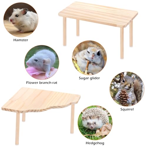 2-Piece Set Hamster Play Wooden Platform for Dwarf Syrian Hamsters Gerbils Mice Degus or Other Small Pets - Image 4