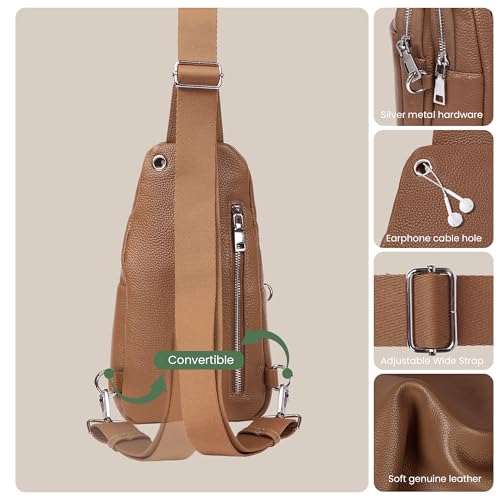 Image of befen Genuine Leather Sling Bag for Women Anti-Theft Crossbody Chest Bags Fanny Packs for Travel with RFID Card Slots