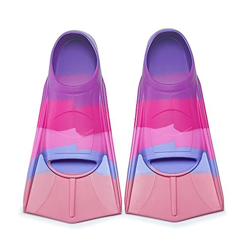 Image of Kids Short Swim Fins, Lap Training Flippers for Pool Youth Beginners | Soft Silicone Swimming Fins with Mesh Storage Bag for Children, Boys, Girls & Women