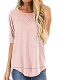 Women's Loose Fit Cotton T-Shirt, Casual Short Sleeve Crew Neck Top (M, Light Pink)