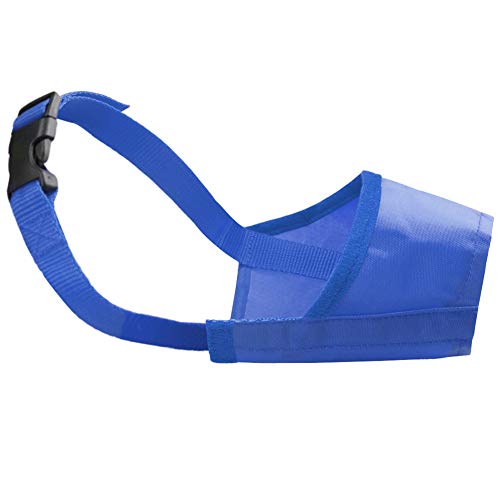 Bozal Perro Bozal Perro - Máscara de boca de nailon para mascotas, ajustable, antiladridos, para mordeduras, bozales para perros pequeños y grandes, accesorios para mascotas, color azul 4