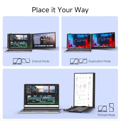 14" Laptop Screen Extender, 0.19" Ultra-Thin Laptop Monitor, Stable Damping Stand with 90 - image 7