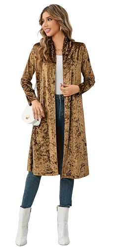 Image of R.Vivimos Women's Long Sleeves Casual Velvet Jacket Open Front Cardigan Coat Outerwear