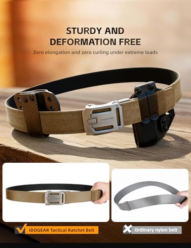 Image of IDOGEAR SPORTS Tactical Ratchet Belt 1.5 inch EDC & CCW Gun Belt For Men Reinforce 1000D Nylon Belt with Adjustable Quick-Release