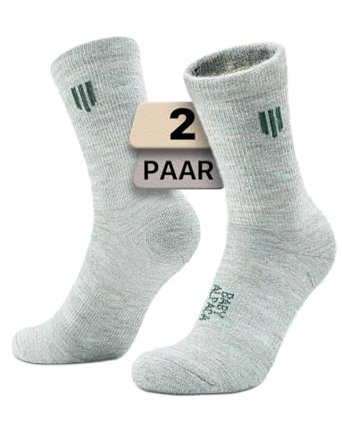 Juclise Alpaka Wolle Micro Crew Wandersocken mit Merino-Anteil - Feuchtigkeitstransportierend Blasenprävention Gepolstert(DE 42-47 Laubmeliert)
