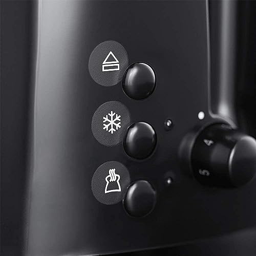 Russell Hobbs Textures 2 Slice Toaster (Extra Wide Slots, 6 Browning levels, Frozen, cancel & reheat function with indicator lights, Removable crumb tray, 850W, Black matt & high gloss finish) 21641 - Image 5
