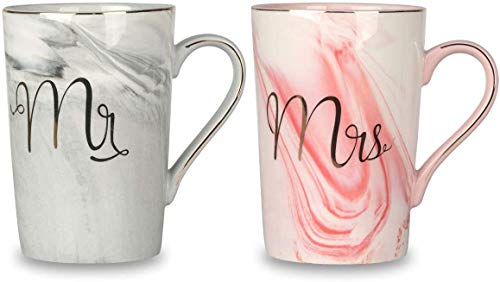 Tougo 2 Pcs Tasses Café En Céramique, Cadeaux de Noël, Mariage, Fiançailles,Couple ou Anniversaire (Romantic Style) Cover