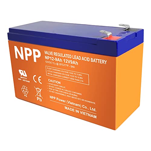 NPP 12V 9Ah F2 12Volt Rechargeable Sealed Lead Acid Long Life UPS Battery with F2 terminals (12V 9Ah F2 1Pack) NPP 12V 9Ah F2 12Volt Rechargeable Sealed Lead Acid Long Life UPS Battery with F2 terminals (12V 9Ah F2 1Pack)