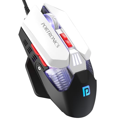 Portronics Vader X USB Wired Programmable Gaming Mouse, Upto 12800 Adjustable DPi, 7 Button Control, Upto 10 Million Click, Ultra-Responsive 7000fps, RGB Lights, 1000Hz Polling Rate (Black)