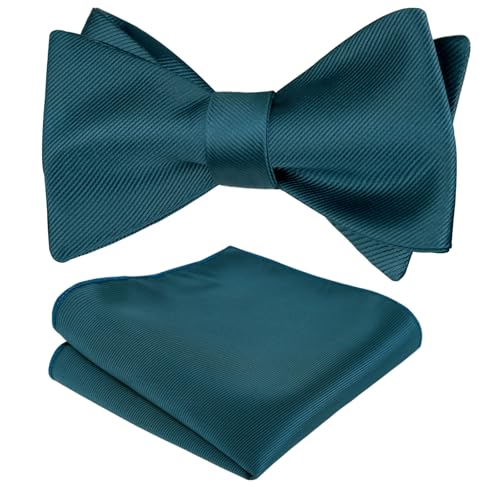 Image of Alizeal Mens 2pcs Solid Self-tied Bow Tie Set | Alizeal Mens 2pcs Self-tied Solid /Animal Bow Tie and Pocket Square Set Perfect for Wedding Business Formal Events