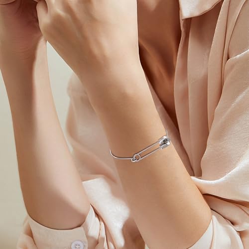 Fashion Safety Pin Hook Bangle Bracelet, AILUOR Vintage Punk Classic Simple Love Bracelet Jewelry Unisex3
