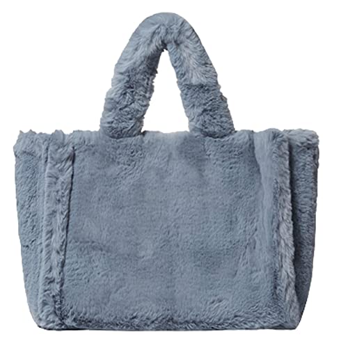 Women Tote Bag Fluffy Faux Fur Handbags Large Capacity Shopping Shoulder Bag Furry Clutch Handbag