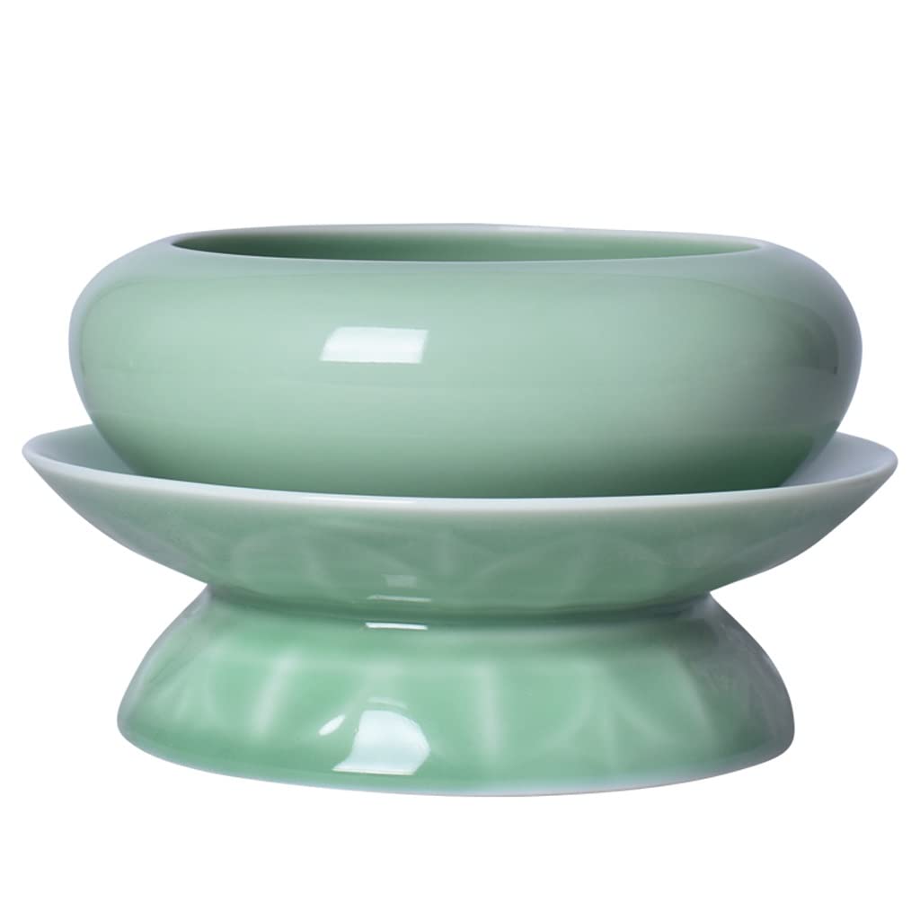 Ixart Cyan Incense Holders Lotus Incense Burner For Buddha, Ceramic Incense Holder For Sticks, Pocelain Glaze Censer Holder For Home Office Yoga Spa Temple Incense Burner Holder/Incense Fountain