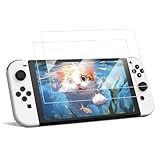 Fintie スクリーンプロテクター Nintendo Switch用 - OLEDモデル7インチスクリーン 強化ガラスフィルム 傷防止 プレミアムHDクリア 硬度9H & ケースフレンドリー (2枚パック)