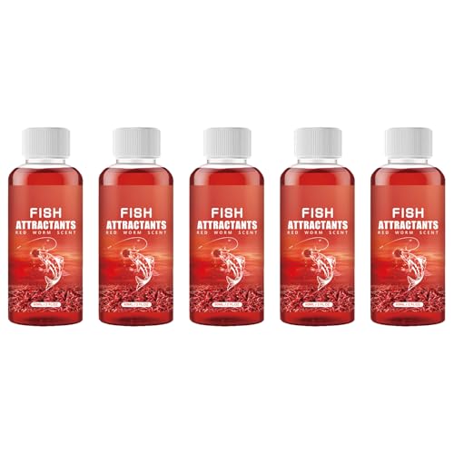 Red Worm Liquid Bait,Red 40 Baits & attractant,Fishing Bait,Fishing Liquid,Bait Fish Additive,Fish Lure Attraction Enhancer for Trout, Cod, Carp, Bass (5 Pcs)