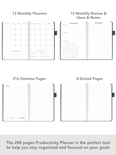 Doodle 2025 A5 Productivity Planner Kit | Undated | Hard Bound | 288 Pages |12 Monthly Planners + Pocket Meal Planner + 200+ Stickers + Motivational Quote Cards + Tear Away Bookmarks l Activity Tracker l Monthly Review l to do Lists [Big Thoughts] (Image - 3)